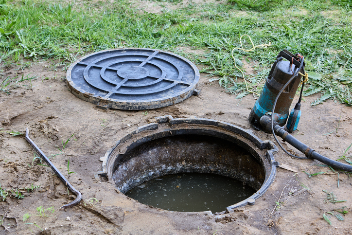 Sewage submersible pump for pumping wastewater near septic tank.